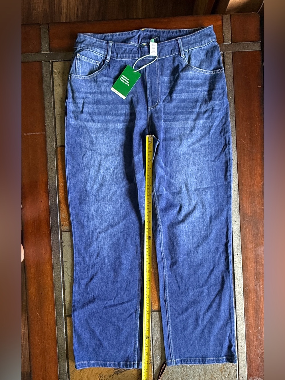 Halara xl high rise flex pull on pant darker denim comfort tummy control wide